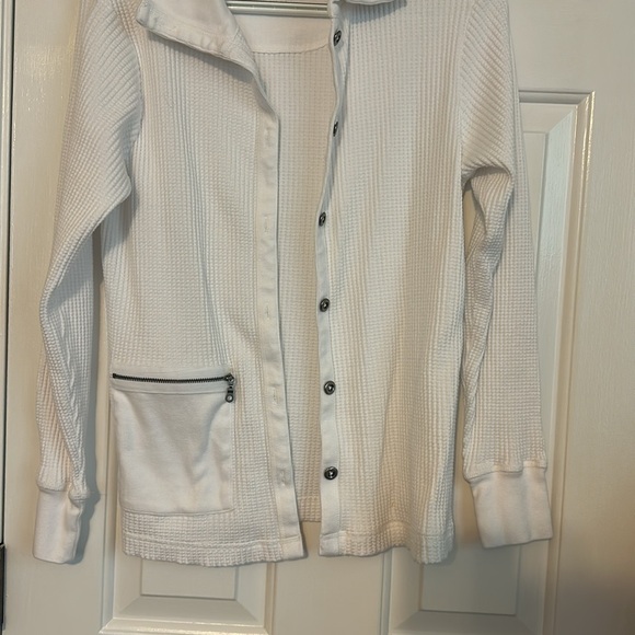 Women's White Ribbed Jacket - Picture 3 of 4